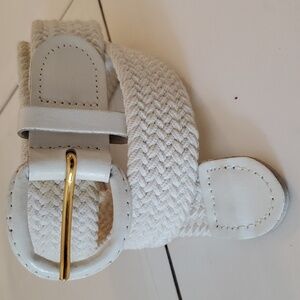 New women's stretch braided white belt in size L